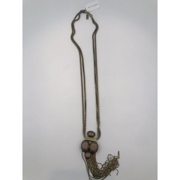 Silpada KR ‘Leather Together’ 30” Long Necklace Brass Leather KRN0015 Dual Chain - Picture 5 of 7